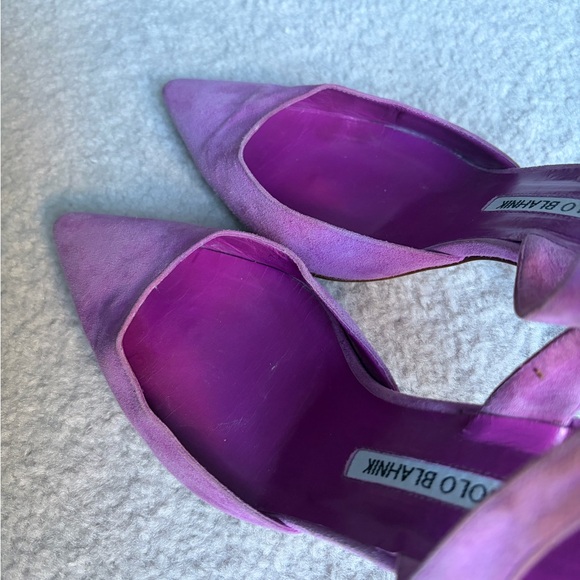 Manolo Blahnik Carolyne 50MM Suede Slingback Purple Pumps sz.39